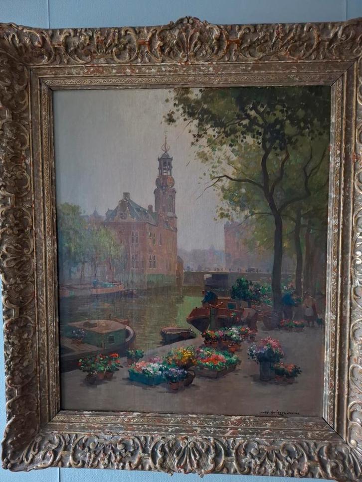 Amsterdamse Bloemenmarkt   Jan Knikker Jr., Antiek en Kunst, Kunst | Schilderijen | Klassiek, Ophalen