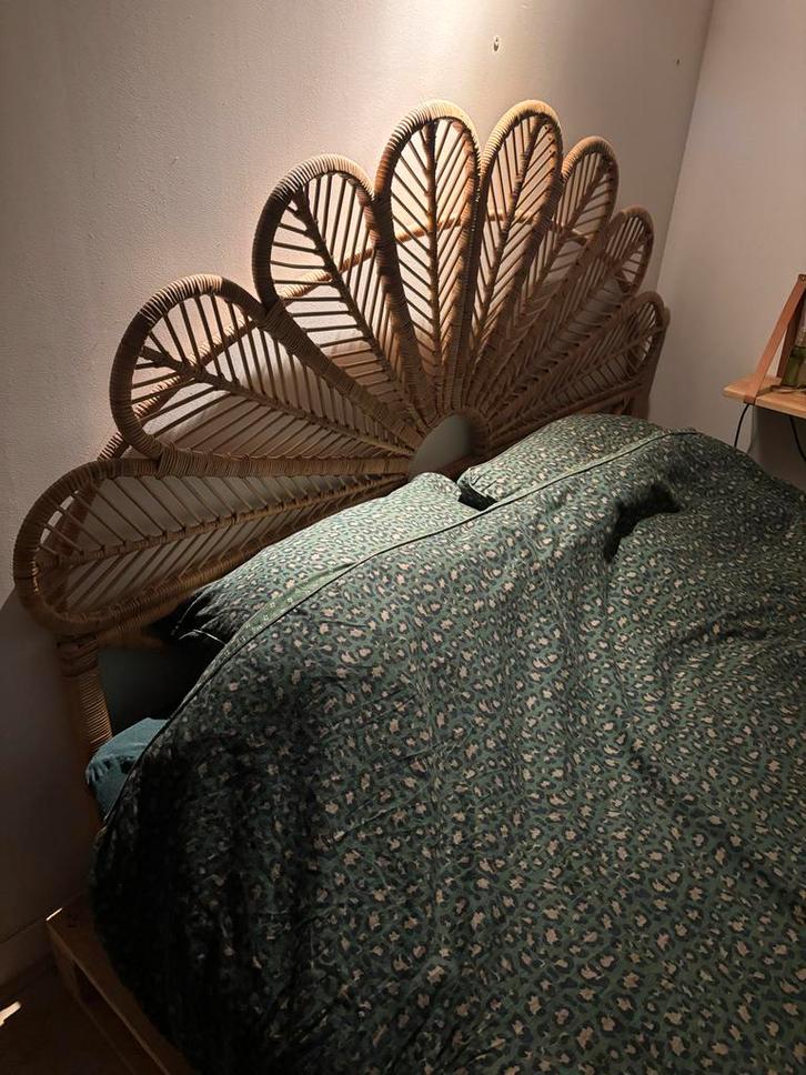 Rotan hoofdbord voor bed 160 cm, Huis en Inrichting, Slaapkamer | Bedden, Zo goed als nieuw, Tweepersoons, 160 cm, Hout, Ophalen