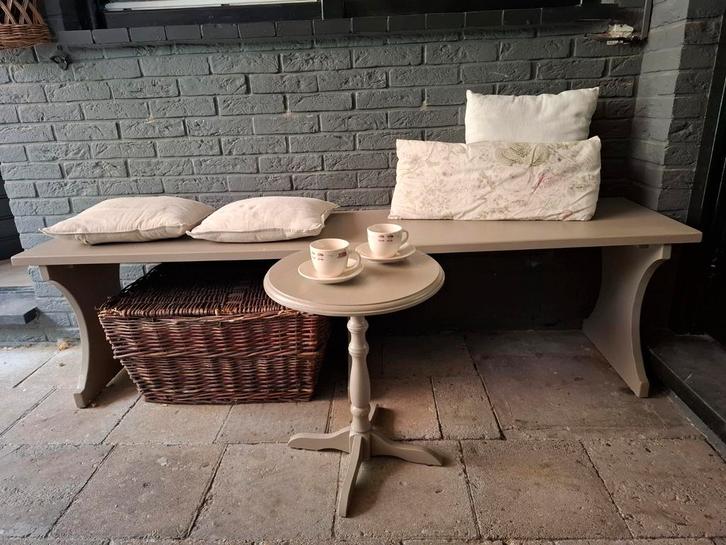 Strakke houten bank, geverd, Tuin en Terras, Tuinbanken, Gebruikt, Hout, Ophalen