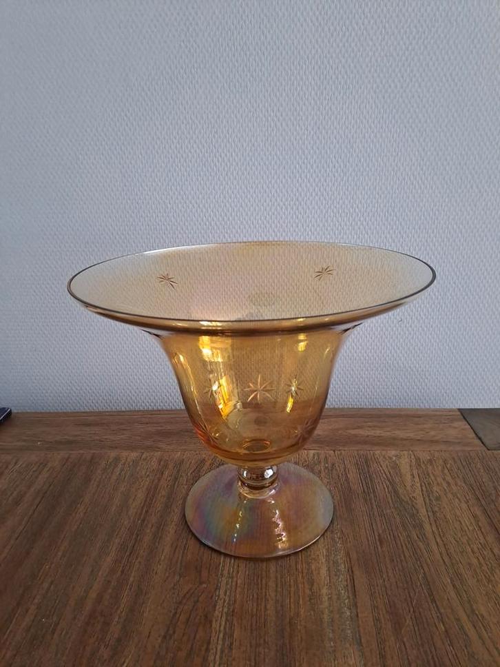 Vintage Amberkleurige Vaas met Sterren, Antiek en Kunst, Antiek | Vazen, Ophalen of Verzenden