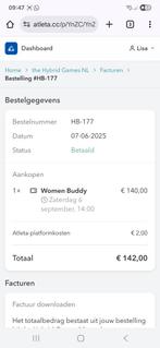 Hybrid games 6 SEPT women buddy, Tickets en Kaartjes, Twee personen, Overige soorten, Overige typen