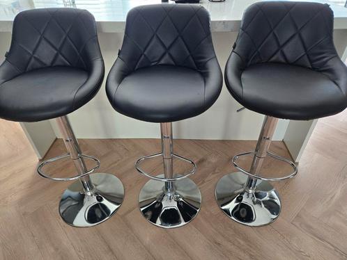3 barstoelen, Huis en Inrichting, Barkrukken, Zo goed als nieuw, 60 tot 90 cm, Metaal, 3 krukken, In hoogte verstelbaar, Ophalen