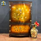 Vintage Chinese kast vogels, bloemen bladgoud bohemian kast, Met deur(en), 100 tot 150 cm, ., Bohemian