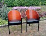 2 Philippe Starck costes stoelen zwart leder vintage design, Huis en Inrichting, Twee, Zwart, Vintage, Ophalen of Verzenden