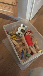 Grote bak met houten treinrails, huisjes, treintjes, boompje, Ophalen, Gebruikt, Overige typen