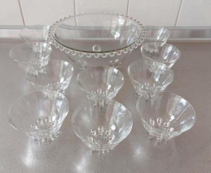 Bowl en bonbons schalen, drinkglazen en bowl/advocaat schaal, Huis en Inrichting, Keuken | Servies, Zo goed als nieuw, Glas of Glazen