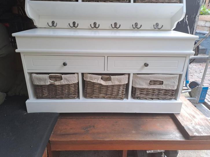 Halkast met Kapstok en Rietmanden, Huis en Inrichting, Kasten | Dressoirs, 50 tot 100 cm, 25 tot 50 cm, Met lade(s), Met hangruimte