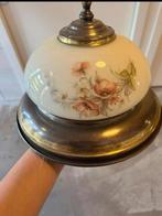 Vintage handbeschilderde plafonnière, Ophalen of Verzenden, Gebruikt, Glas