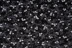 lap zwart fluweel met zilverkleurig motief, Hobby en Vrije tijd, Stoffen en Lappen, Nieuw, 30 tot 200 cm, Ophalen of Verzenden