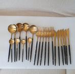 Scandinavisch bestekset Carla zwart goud moderne design z.o, Ophalen of Verzenden, Zo goed als nieuw, Rvs of Chroom