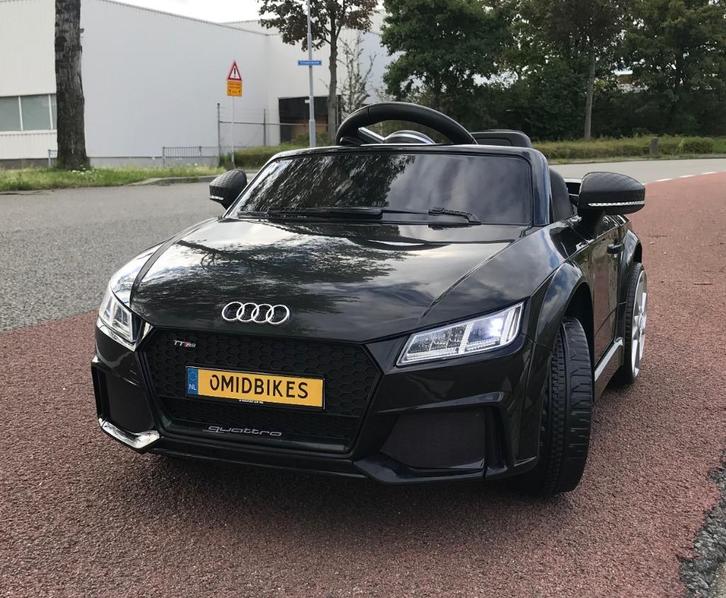 Audi TT'RS 12v zwart - RC – Leder zit – Rubberband Bleu, Kinderen en Baby's, Speelgoed | Buiten | Voertuigen en Loopfietsen, Nieuw