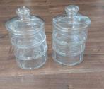 2 stapelbare glazen voorraadpotten stapelpot bonbonnière, Huis en Inrichting, Keuken | Potten en Pannen, Glas, Pot, Bus of Blik