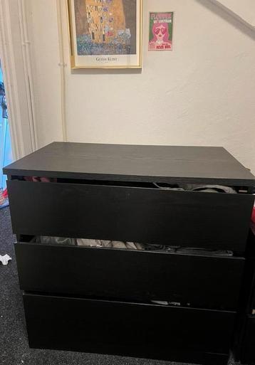 Ikea malm kast 3 lades zwart