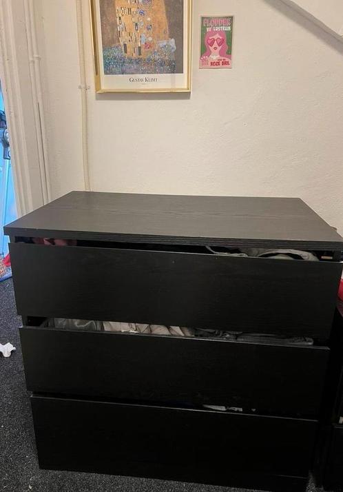 Ikea malm kast 3 lades zwart, Huis en Inrichting, Kasten | Ladekasten, Zo goed als nieuw, Minder dan 100 cm, 50 tot 100 cm, 25 tot 50 cm
