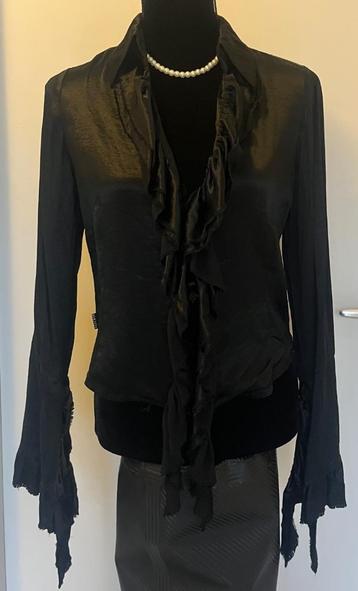 Vintage Watcher zwarte satijnen blouse maat M / 38 beschikbaar voor biedingen