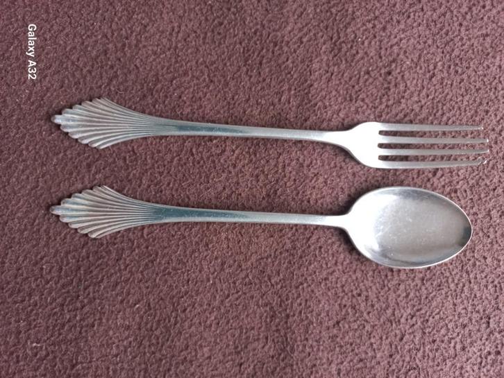 versleten verzilverd bestek van Gero - lepel en vork, Huis en Inrichting, Keuken | Bestek, Gebruikt, Los bestek, Zilver, Vaatwasserbestendig