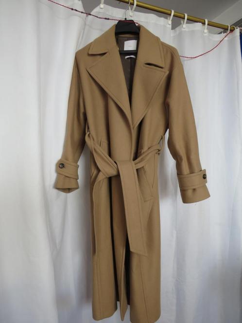 camel lange wolmix jas mt M  MNG, Kleding | Dames, Jassen | Winter, Gedragen, Maat 38/40 (M), Bruin, Ophalen of Verzenden