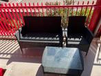 Tuin/Terras set 3-delig zwart bankstel+glazen tafel+stoel, Ophalen, Kunststof, 3 zitplaatsen, Zo goed als nieuw