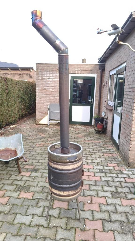 Vintage Terraskachel van Biervat, Tuin en Terras, Vuurkorven, Gebruikt, Ophalen