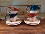 Vintage terracotta geglazuurde espresso kop en schotels, Huis en Inrichting, Keuken | Servies, Overige stijlen, Kop(pen) en/of Schotel(s)