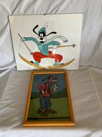 Twee schilderijtjes van Goofy, Verzamelen, Ophalen of Verzenden, Goofy of Pluto, Zo goed als nieuw, Beeldje of Figuurtje