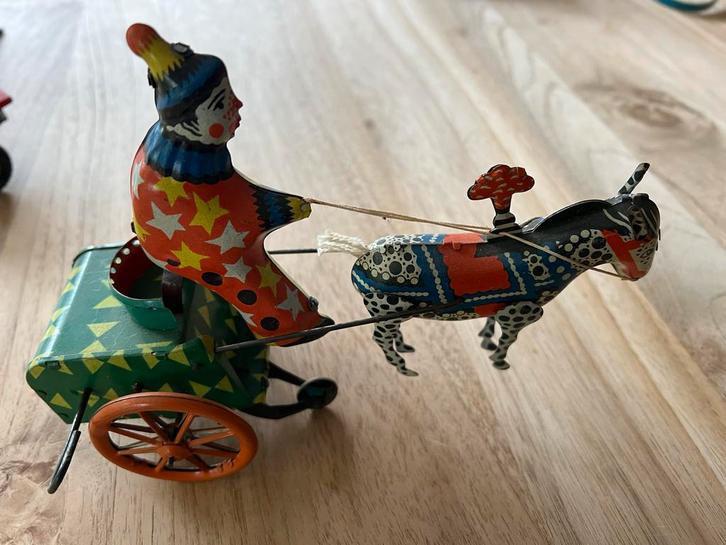 Vintage Opwindbaar Speelgoed - Clown met Ezel, Antiek en Kunst, Antiek | Speelgoed, Ophalen of Verzenden
