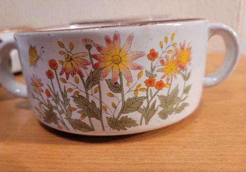 6 soepkommen Wildflower jaren 70 vintage servies soepkom kom, Huis en Inrichting, Keuken | Servies, Zo goed als nieuw, Kom(men)