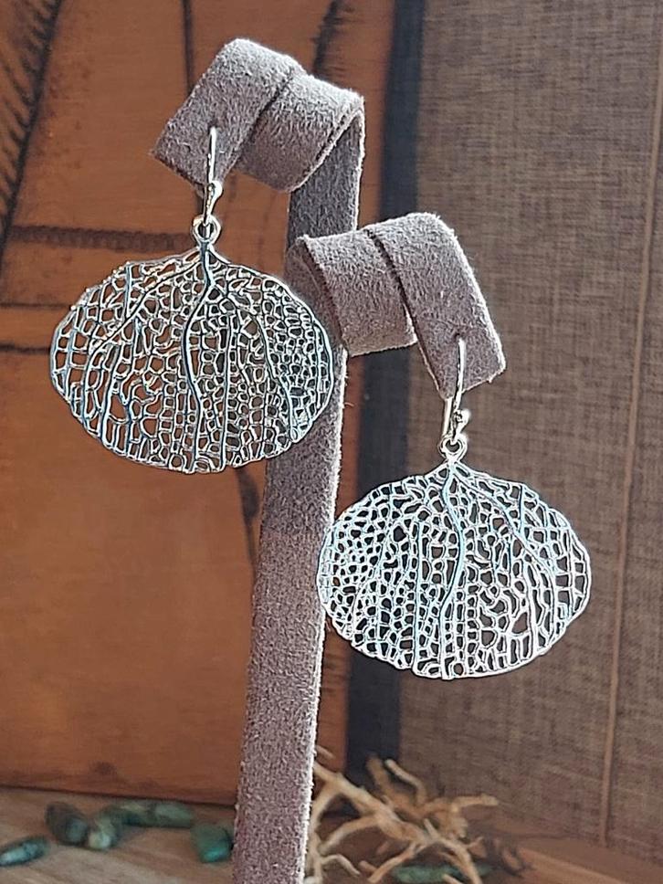 Modernist 3D Finse stijl fraaie zilveren oorbellen koraal, Sieraden, Tassen en Uiterlijk, Oorbellen, Nieuw, Hangers, Zilver, Zilver