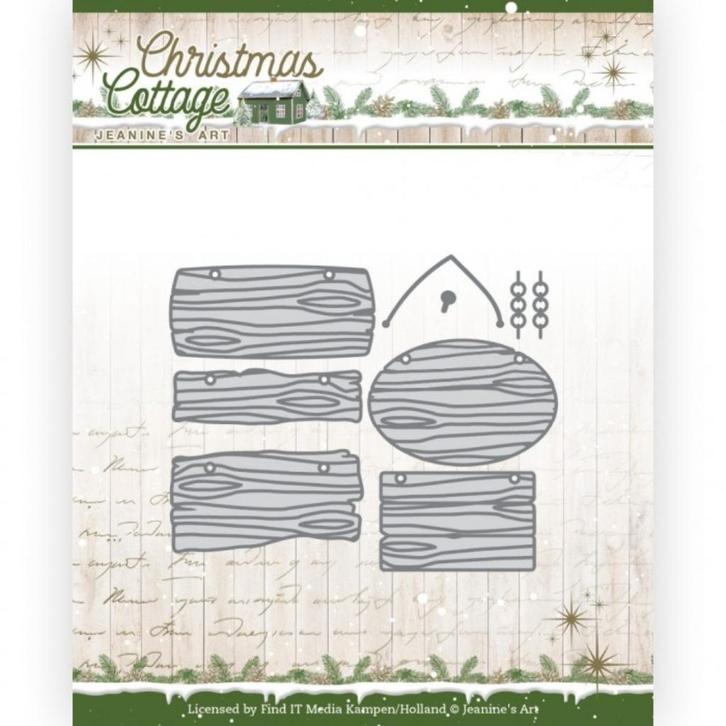 Jeanine's Art Christmas Cottage Wooden Sign Boards JAD10141, Hobby en Vrije tijd, Kaarten | Zelf maken, Nieuw, Pons of Mal, Kerst