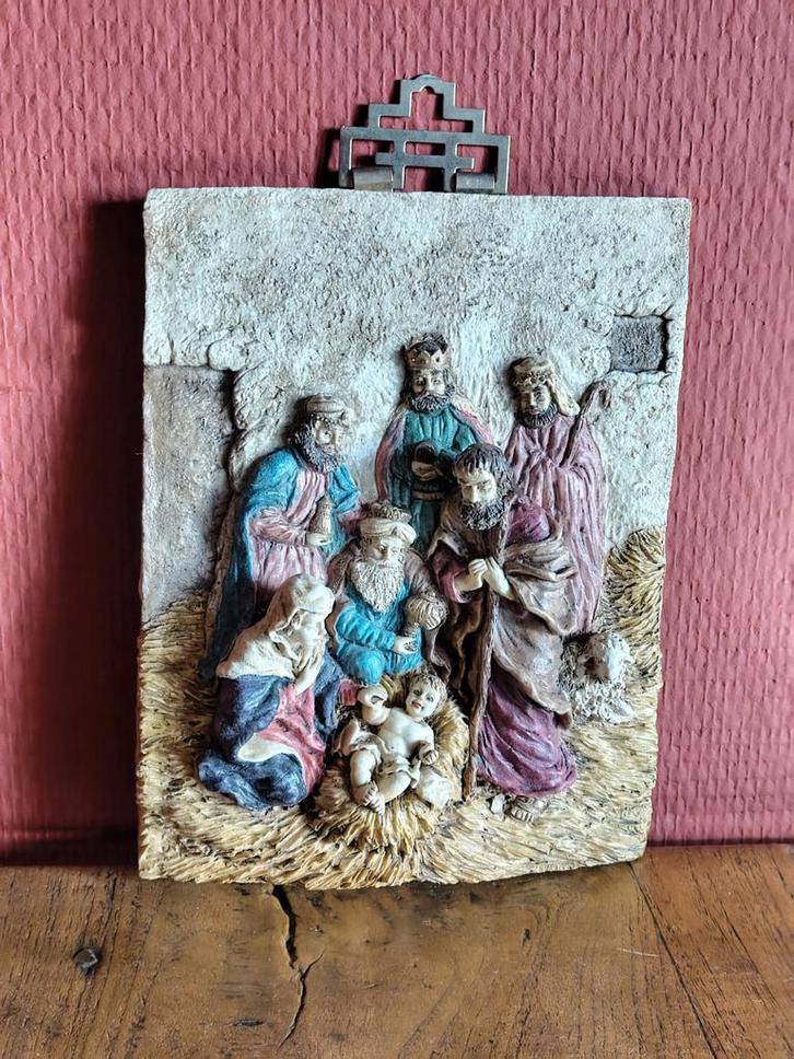 * kerst; tegel met kerstgroep kerststal, kunst of kitsch?, Antiek en Kunst, Antiek | Wandborden en Tegels, Ophalen of Verzenden