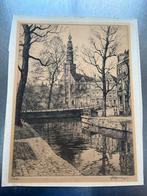 Stadsgezicht Leiden/ ets H.E Roodenburg, Antiek en Kunst, Kunst | Tekeningen en Foto's, Ophalen of Verzenden