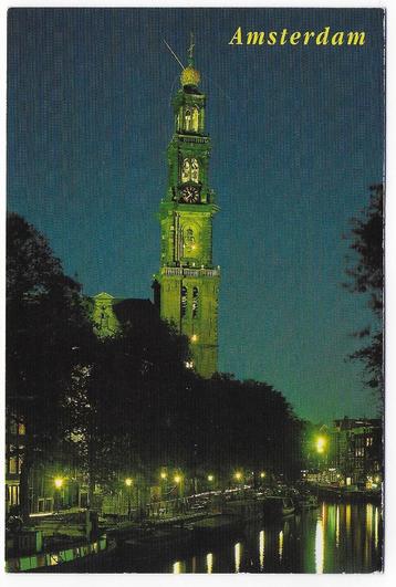Amsterdam Westerkerk bij avond  Gelopen Ansichtkaart ( B4630 beschikbaar voor biedingen