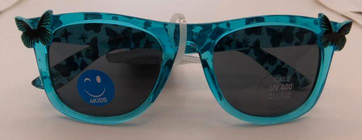 Blauwe zonnebril met vlinders voor kinderen., Kinderen en Baby's, Kindermode-accessoires, Nieuw, Ophalen of Verzenden