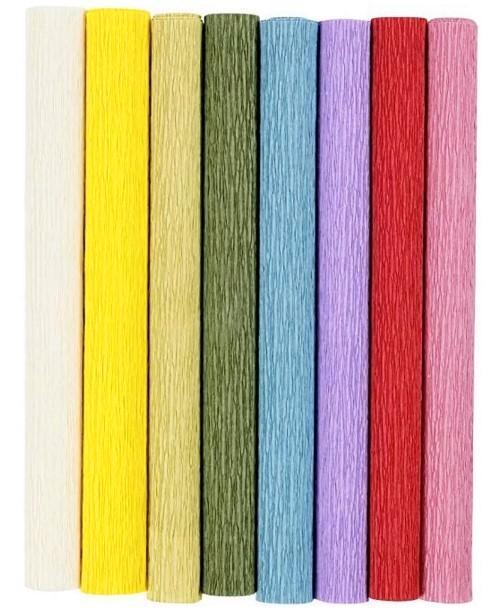 Crêpepapier standaard kleuren 8 rolletjes 25 x 60 cm per rol, Hobby en Vrije tijd, Knutselen, Nieuw, Materiaal, Ophalen of Verzenden