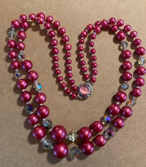 Vintage strass Aurora borealis kristal parelketting ketting, Sieraden, Tassen en Uiterlijk, Antieke sieraden, Ketting, Overige materialen