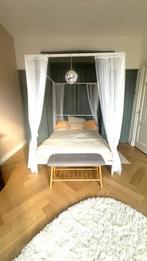 Hemelbed Vitarna Ikea 140x200 incl. lattenbodem en 8 gordijn, Ophalen, Wit, Tweepersoons, 140 cm