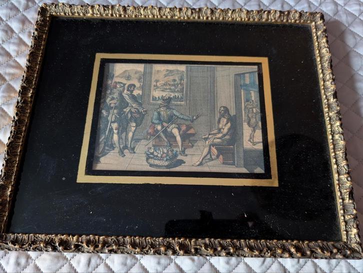 Antieke Ingelijste Prent, Antiek en Kunst, Kunst | Etsen en Gravures, Ophalen of Verzenden