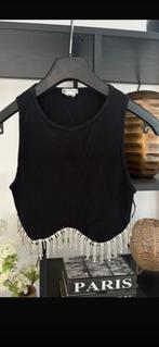 Zara Crop top strass steentjes maat M perfecte staat, Ophalen of Verzenden, Zo goed als nieuw, Zwart, Korte mouw