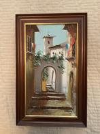 Schilderij Straatje met Trap - Vazquez, Antiek en Kunst, Ophalen of Verzenden