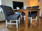 Eetkamerstoelen wit/leisteen grijs, Huis en Inrichting, Stoelen, Hout, Gebruikt, Ophalen of Verzenden, Grijs