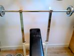 Halterbank + Dumbells & Stang - 60kg Gewichten, Ophalen, Krachtstation