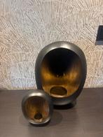 Set van 2 Zwart Gouden Windlichten, Huis en Inrichting, Woonaccessoires | Vazen, Ophalen, Overige materialen, Zwart, Nieuw