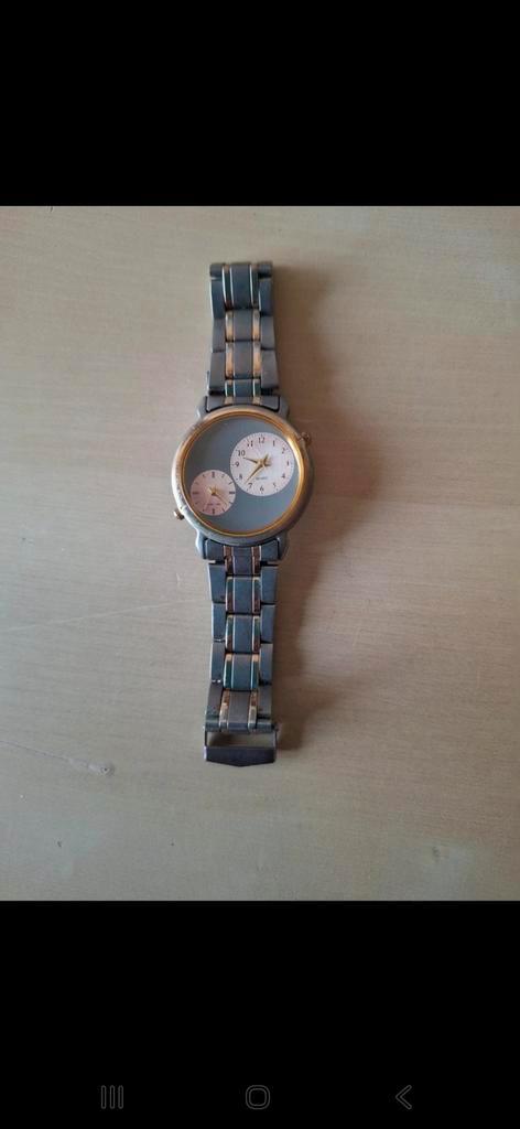 Vintage Polshorloge met aparte wijzerplaat, Sieraden, Tassen en Uiterlijk, Horloges | Antiek, Polshorloge, Overige merken, Staal