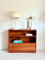 Vintage Deens boeken- / ladekastje teak jaren ‘60, Ophalen, Teakhout, 50 tot 100 cm, Zo goed als nieuw