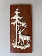 Vintage Kerst Schilderij met Hert, Huis en Inrichting, Ophalen of Verzenden, Gebruikt