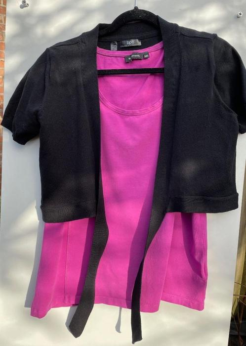 ZGAN Zwart vestje ‘bolero’ striksluiting. K mouw, mt 40/42, Kleding | Dames, Truien en Vesten, Zo goed als nieuw, Maat 38/40 (M)