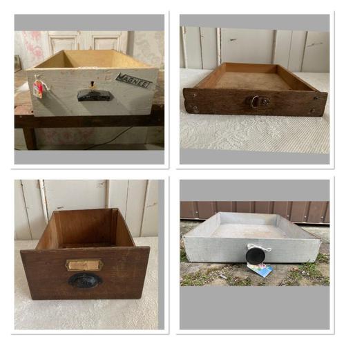 4x Brocante oude la - laadje - lade / 3x hout - 1x ijzer, Antiek en Kunst, Curiosa en Brocante, Ophalen of Verzenden