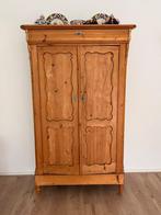 Antieke grenen houten kast met deuren en planken, Ophalen, Gebruikt, 100 tot 150 cm, 25 tot 50 cm