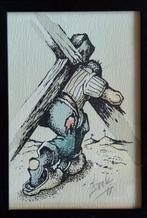 DOOK EVERTSE (1937-2019), Kruistocht boer. Aquarel. 12/20 cm, Ophalen, Minder dan 50 cm, Oorspronkelijke maker, Zo goed als nieuw