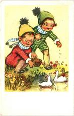 806295 vintage Kinderkaart 1959 Eendjes voeren Gelopen, Ophalen of Verzenden, 1940 tot 1960, Gelopen, Kinderen
